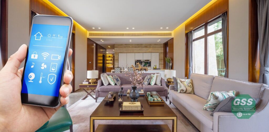 A comfortable living room setup enhanced with smart home technology.