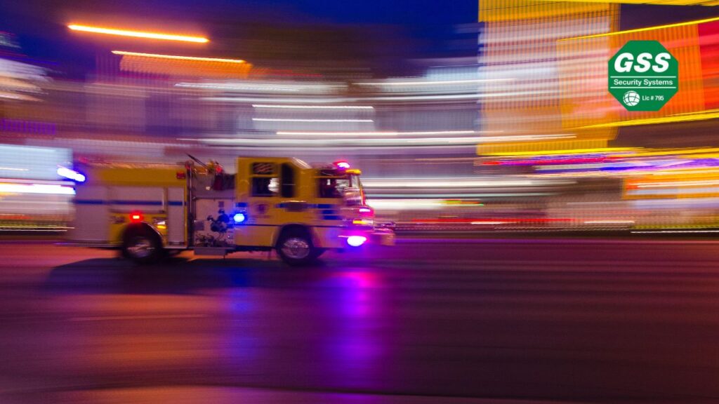 Image showing a security system alerting emergency responders in a home setting.