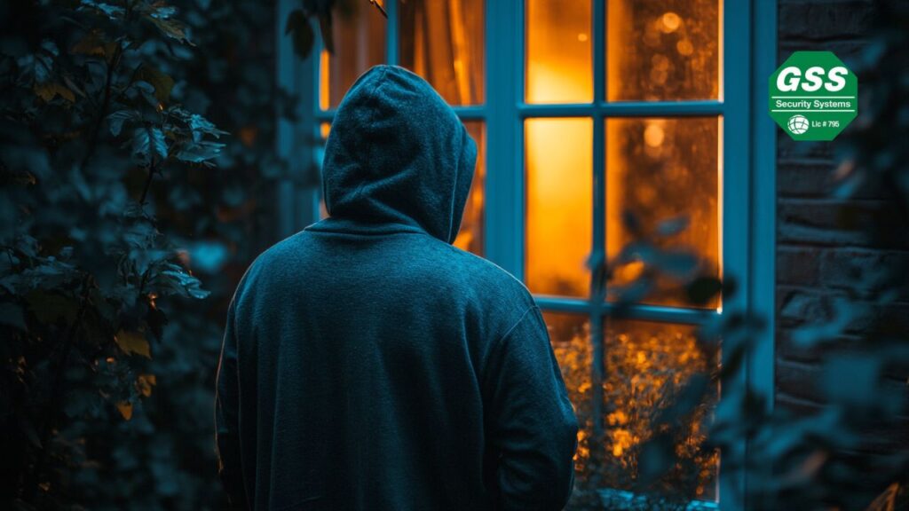 Image of a secure home with visible security measures.