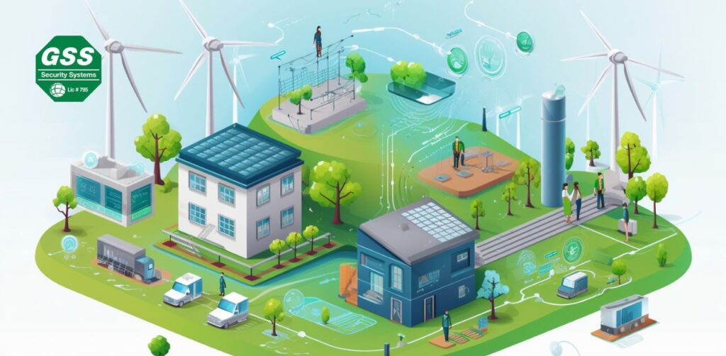 Illustrative image depicting modern business energy management systems and solutions.