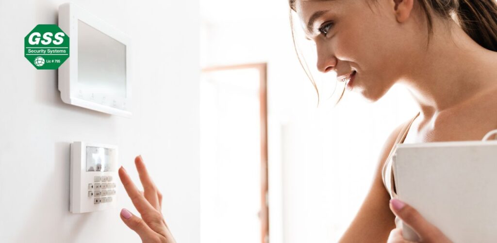 A modern security keypad in a cozy living room setting, emphasizing affordable home safety.