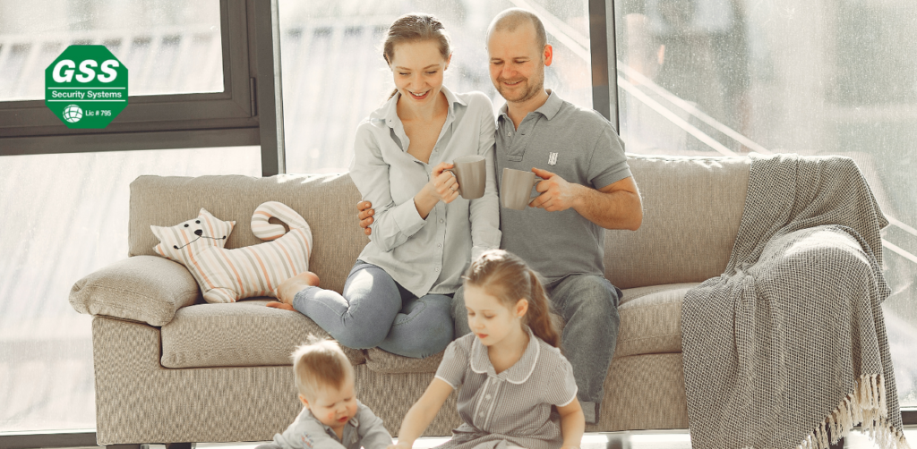 A happy family enjoying the safety of their Oklahoma home security.