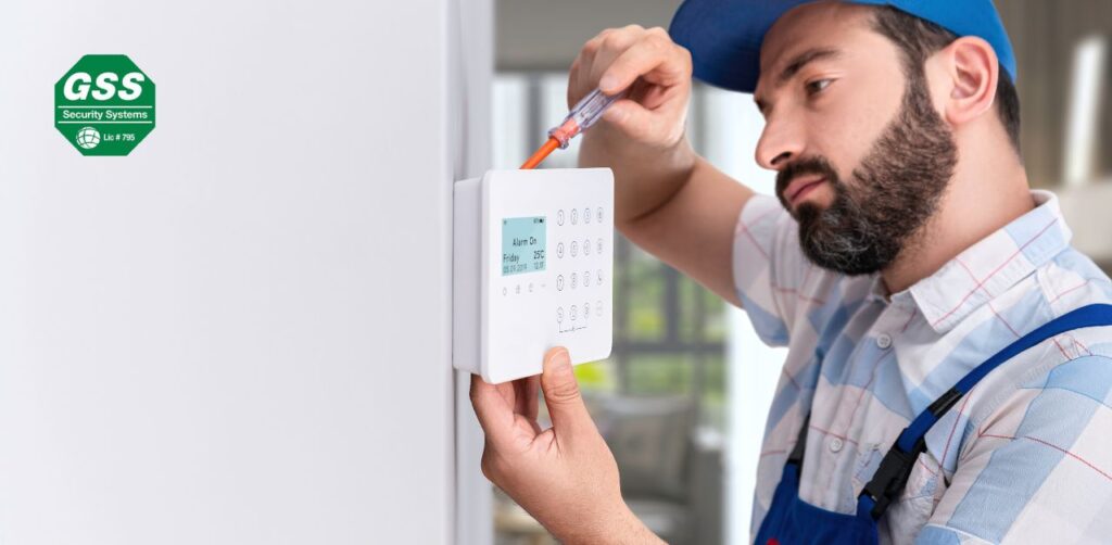 Modern business equipped with advanced burglar alarm system.