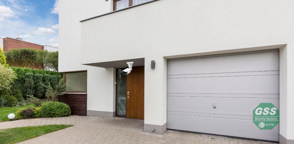 A surveillance camera with a view of a home's front door