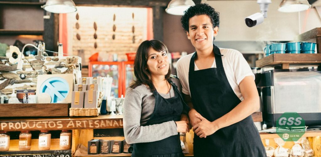 Security cameras monitoring a small busines
